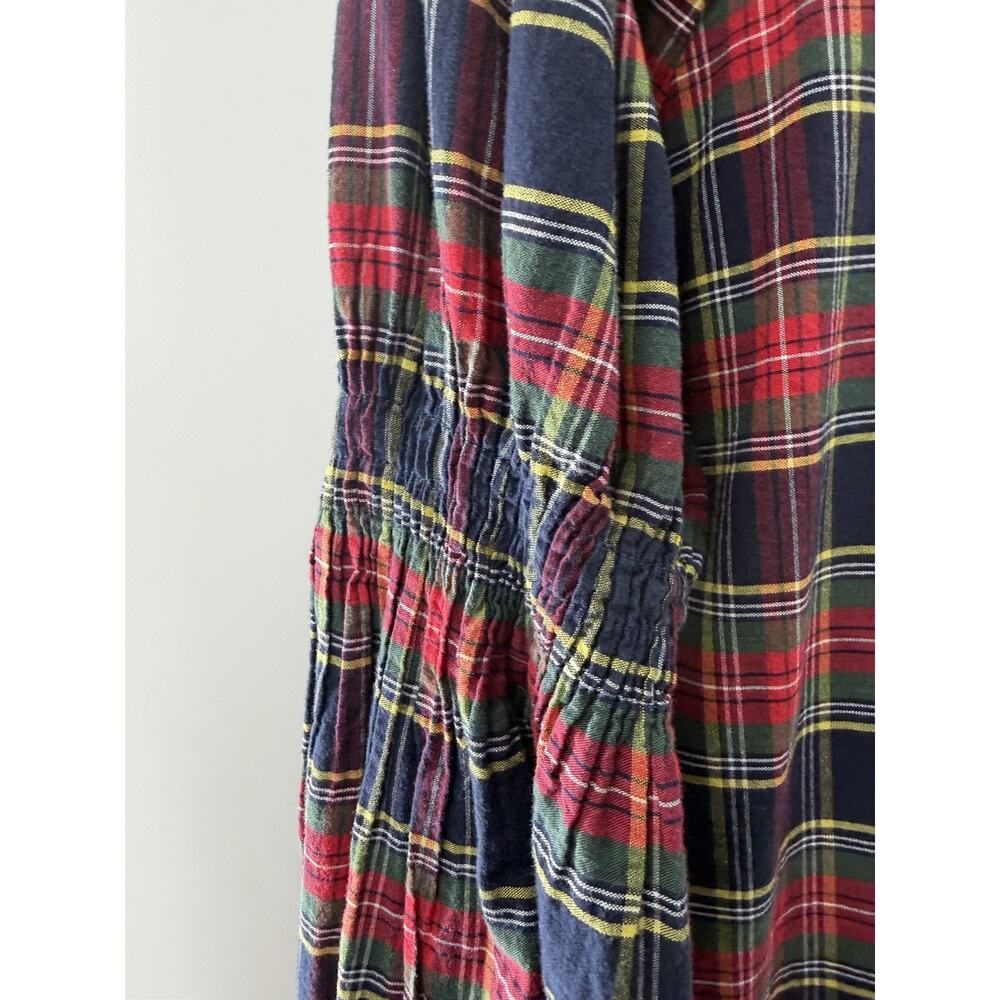 Victorian Trading Co. Tartan Plaid Smocked Long Sleeve Dress Ruffled Hem Medium - Picture 4 of 8